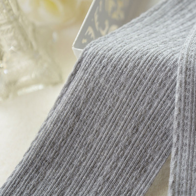 秋冬中厚打底襪子 純棉針織麻花豎條紋白色連褲襪顯瘦踩腳長絲襪